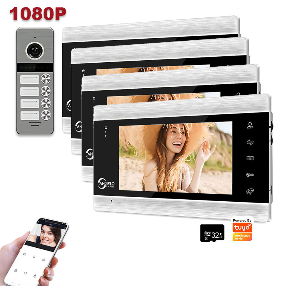 Anjielo 7-inch Tuya video intercom doorbell 1080P night vision WiFi wired video intercom suitable for home security system