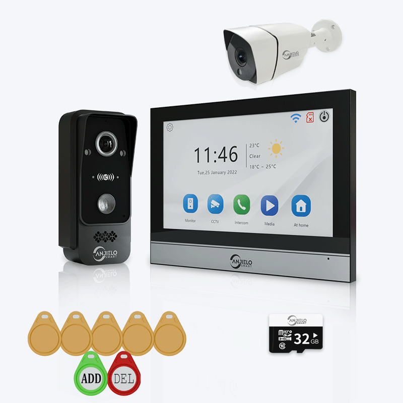 Anjielo Equipped with 1080P Wired Doorbell Protect Home Security CCTV for Security System Video Intercom Kit