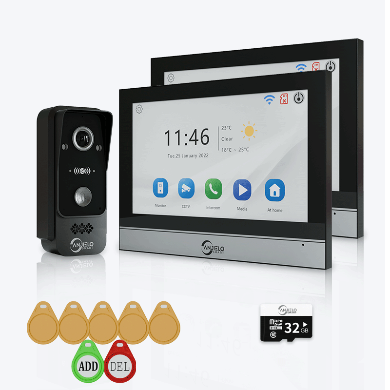 Anjielo Equipped with 1080P Wired Doorbell Protect Home Security CCTV for Security System Video Intercom Kit