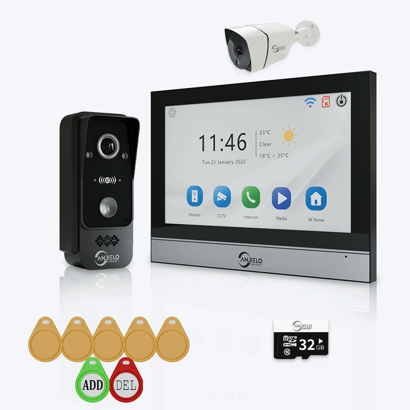 Anjielo Equipped with 1080P Wired Doorbell Protect Home Security CCTV for Security System Video Intercom Kit