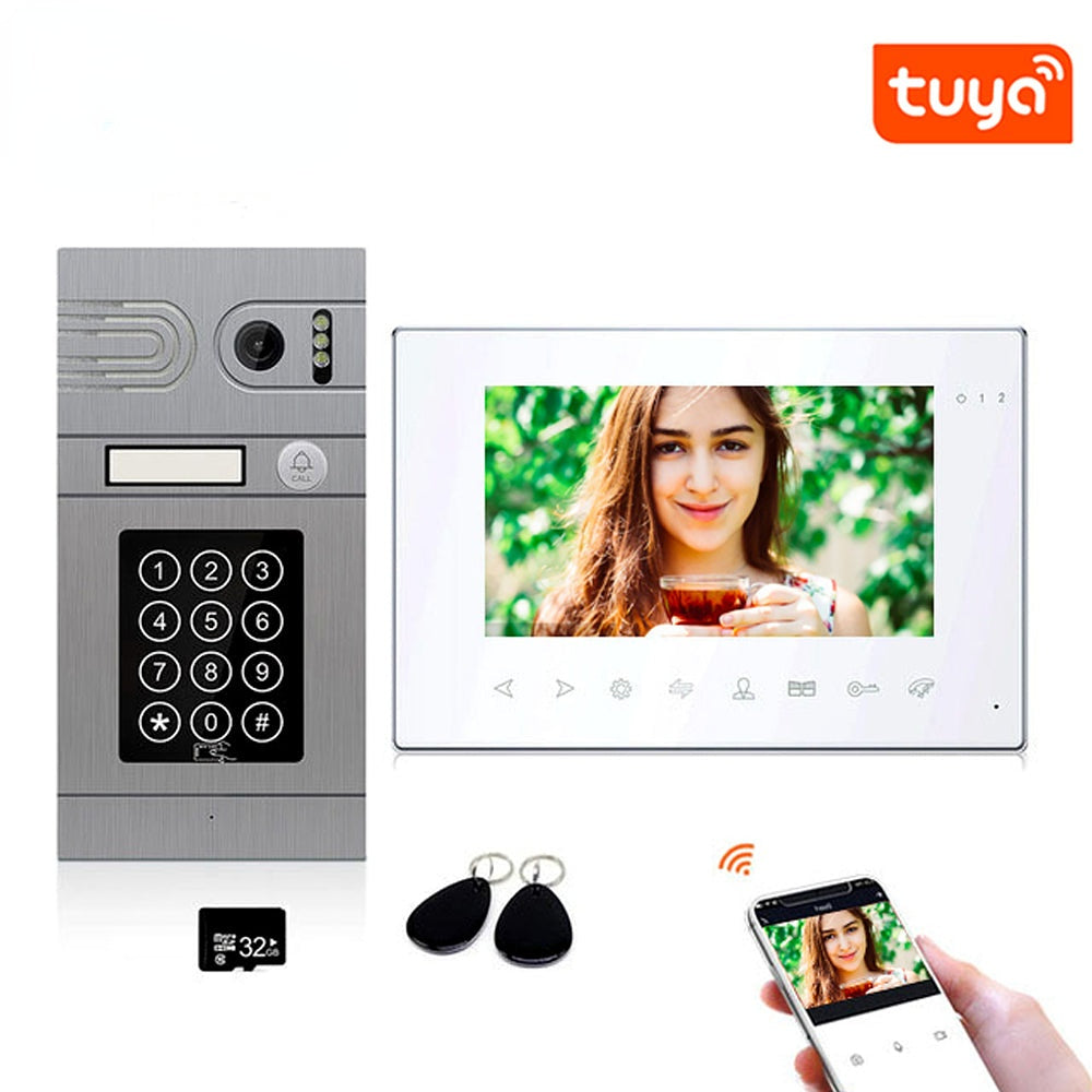 Anjielo 7-inch Tuya Smart Mobile App Wifi Home Intercom System Video Doorbell 1080P Screen Support Electric Lock Remote Control