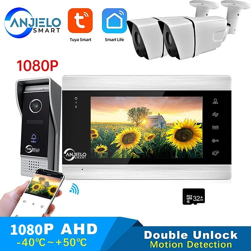 Anjielo tuya 7-inch video doorbell smart intercom with Wifi camera for smart home apartment two-way intercom night vision