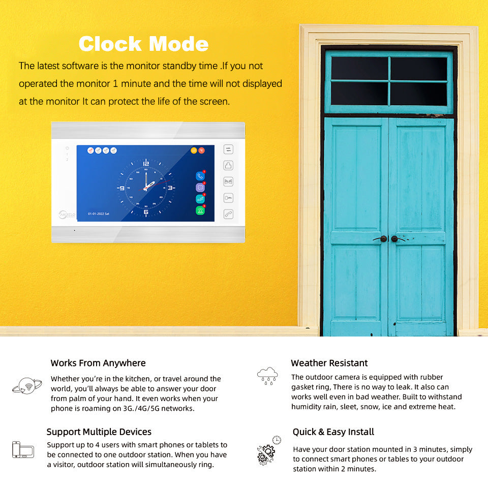 AnjieloSmart Tuya Smart Video Intercom Video Intercom Doorbell Camera 1080P for Home Security Protection WiFi Video Intercom