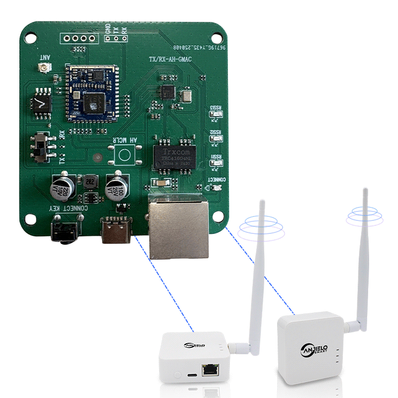 Anjielo WiFi HaLow+WiFi module Type-C interface power supply long distance wall transmission module wifi halow motherboard