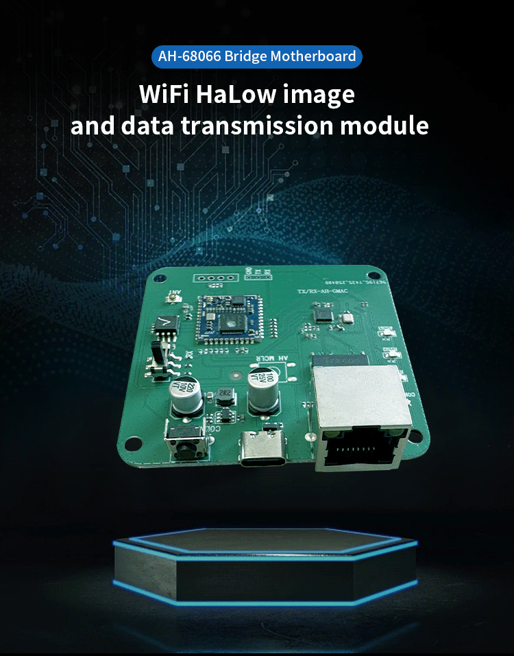 Anjielo WiFi HaLow+WiFi module Type-C interface power supply long distance wall transmission module wifi halow motherboard