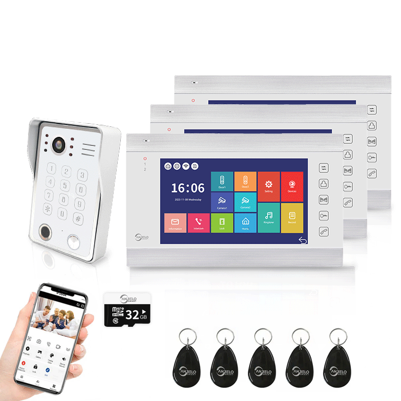 Anjielo Smart 7 inch Touch Screen Wifi Video Doorbell 1080p Resolution App Phone Control Remote Lock for Android and iOS Devices
