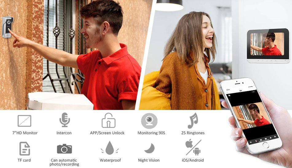Anjielo Wifi Video Door Phone Intercom System Mobile Phone Remote Control Access Control Electric Lock Motion Detection 1080P Video Intercom Equipment