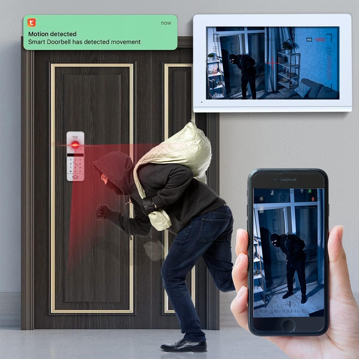 Anjielo 10 Inch Touch Screen 1080P HD Night Vision Doorbell Camera for Home Security Support Tuya Video Intercom System