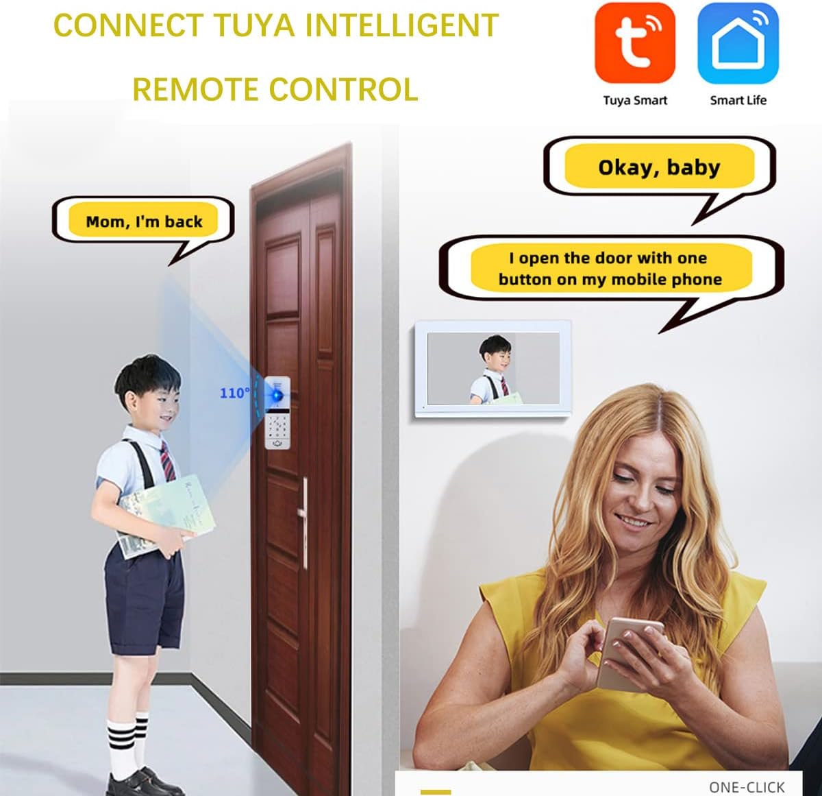 Anjielo 10 Inch Touch Screen 1080P HD Night Vision Doorbell Camera for Home Security Support Tuya Video Intercom System