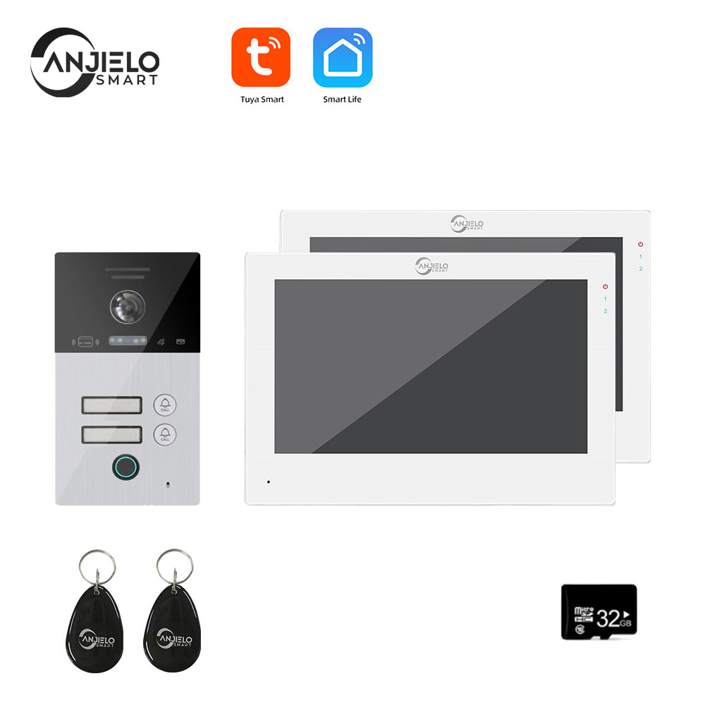 Anjielo Smart WIFI 7-inch Video Doorbell Intercom System Unlock 1080P Screen Video Doorbell Monitoring Motion Detection Home Security Intercom System