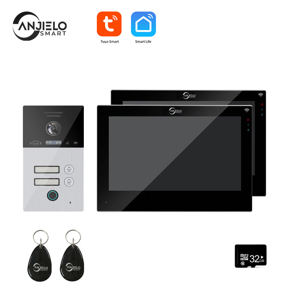 Anjielo Smart WIFI 7-inch Video Doorbell Intercom System Unlock 1080P Screen Video Doorbell Monitoring Motion Detection Home Security Intercom System