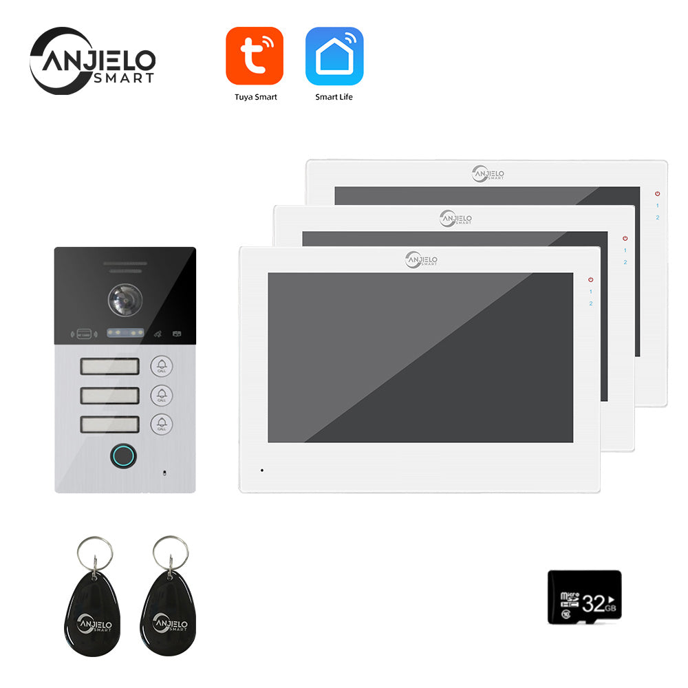 Anjielo Smart WIFI 7-inch Video Doorbell Intercom System Unlock 1080P Screen Video Doorbell Monitoring Motion Detection Home Security Intercom System