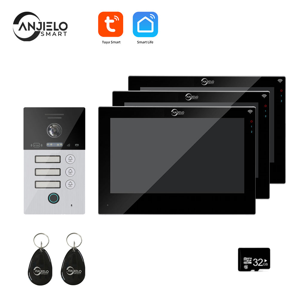 Anjielo Smart WIFI 7-inch Video Doorbell Intercom System Unlock 1080P Screen Video Doorbell Monitoring Motion Detection Home Security Intercom System