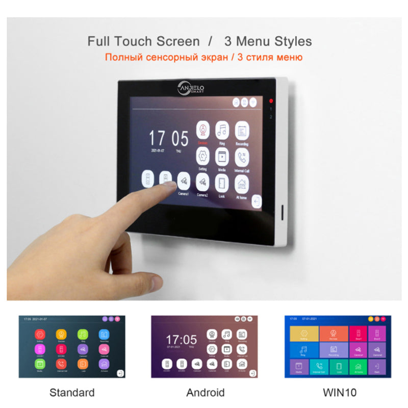 Anjielo Smart WIFI 7-inch Video Doorbell Intercom System Unlock 1080P Screen Video Doorbell Monitoring Motion Detection Home Security Intercom System