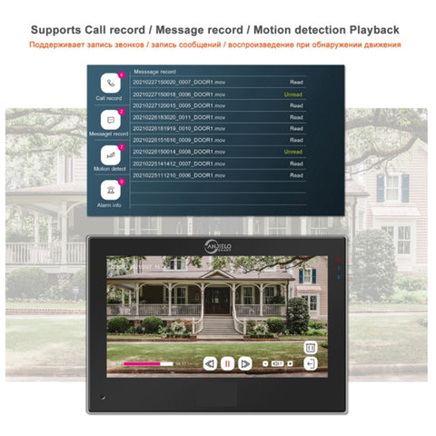 Anjielo Smart WIFI 7-inch Video Doorbell Intercom System Unlock 1080P Screen Video Doorbell Monitoring Motion Detection Home Security Intercom System