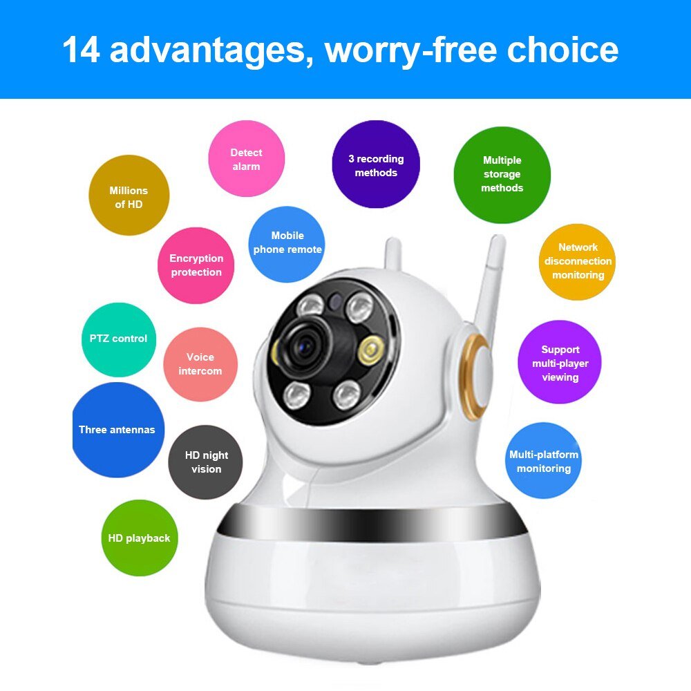 Anjielo 1080P Wireless HD Surveillance Camera APP Remote View Real-time Monitoring Home Security Monitoring System