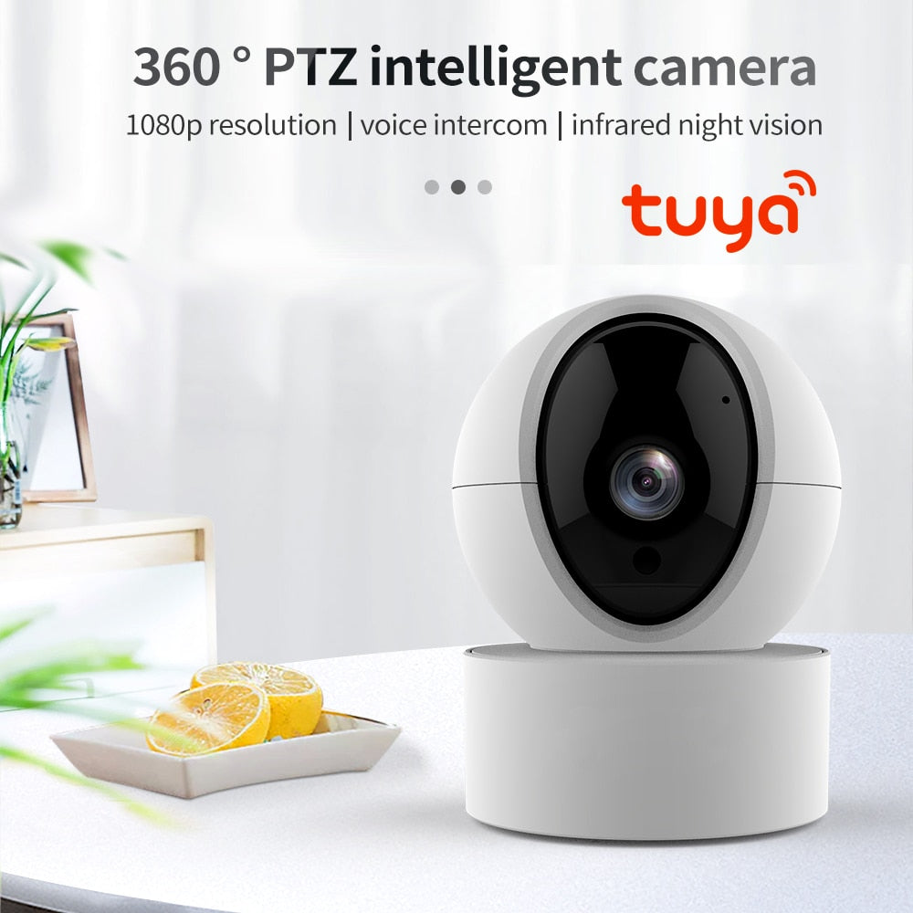 Anjielo Tuya 350° PTZ HD Camera Home Security Alarm System 2MP Indoor Color Dome Camera WiFi Surveillance Camera