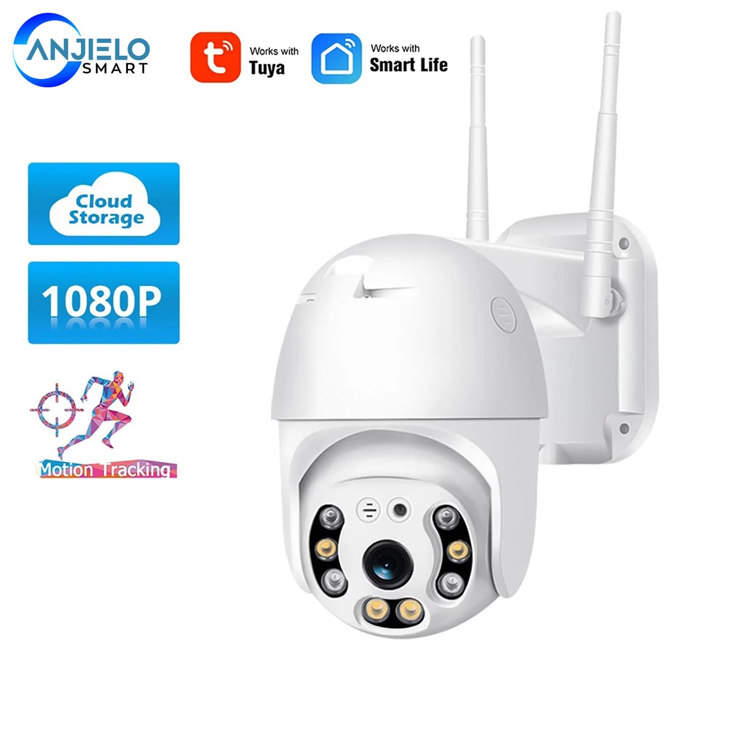 Anjielo Tuya Security Outdoor Wireless 2MP Camera Network Surveillance Camera WiFi Camera