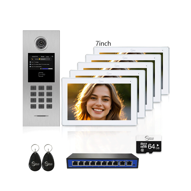Anjielo Tuya Smart Video Intercom System 7 Inch IP Video Intercom Phone for Apartment Building Security Home Access Control System with Numeric Keypad and IC Card for 1-999 Individual Units