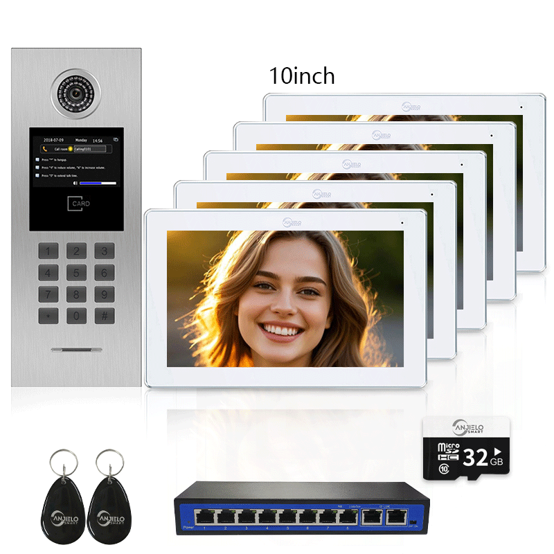 Anjielo Tuya Smart Video Intercom System 7 Inch IP Video Intercom Phone for Apartment Building Security Home Access Control System with Numeric Keypad and IC Card for 1-999 Individual Units