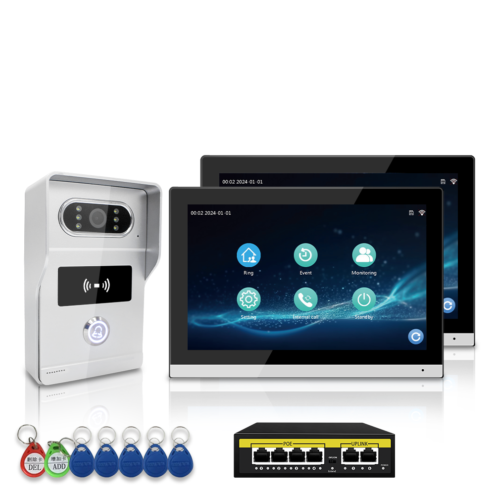 AnjieloSmart Newest 1080P Waterproof Video Doorbell Night Vision with Motion Detection IP Video Intercom System for Multi-Apartment