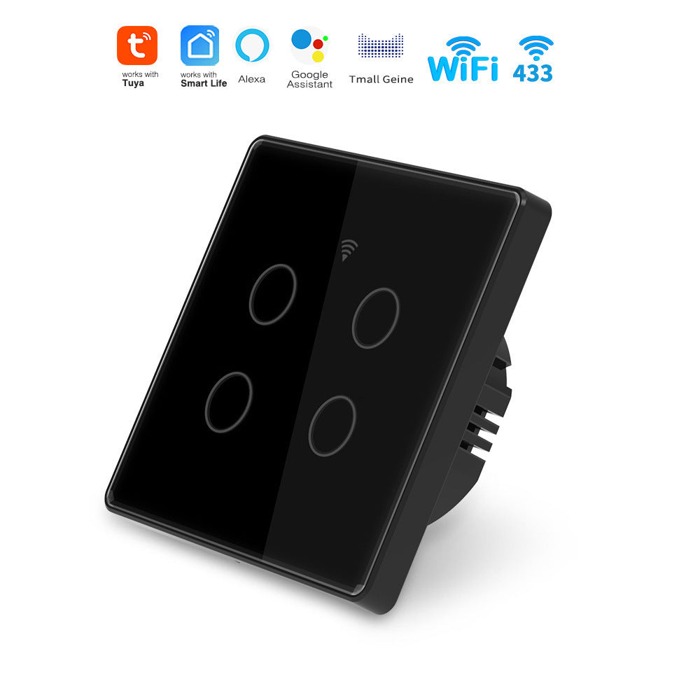 AnjieloSmart Tuya WiFi Smart Switch Home Smart Wireless Control Panel Alexa Voice Control, Glass Touch Switch