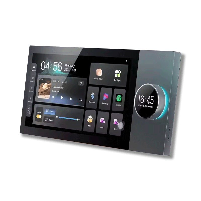 Anjielo 7 inch touch screen wall mounted 2 zone music amplifier Tuya control panel can connect to ceiling speakers
