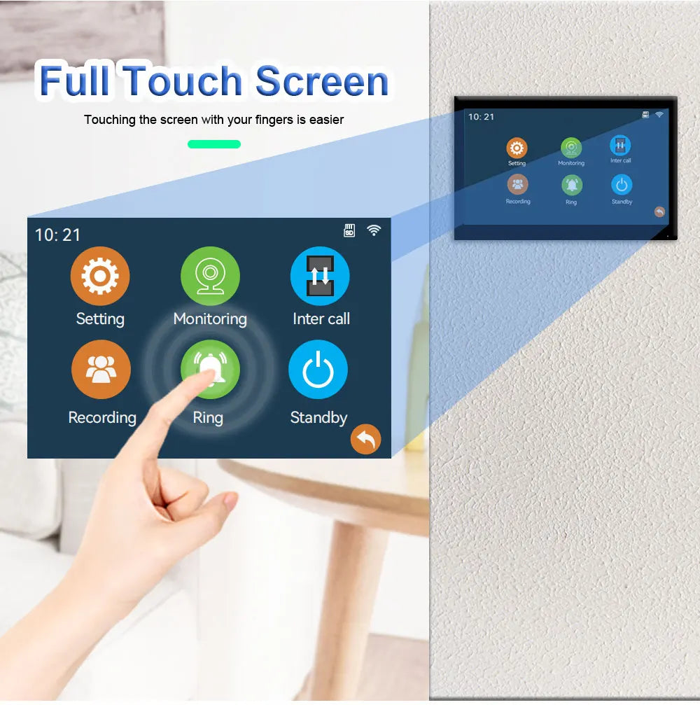 Anjielo Metal Doorbell Video Intercom System Touch Screen 4 in 1 Unlock Mobile Tuya Remote Security Home Protection