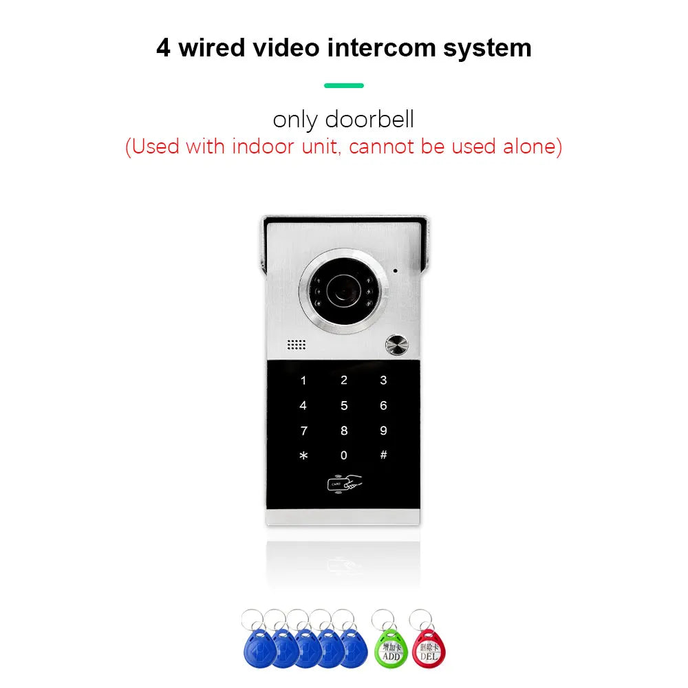 Anjielo Metal Doorbell Video Intercom System Touch Screen 4 in 1 Unlock Mobile Tuya Remote Security Home Protection
