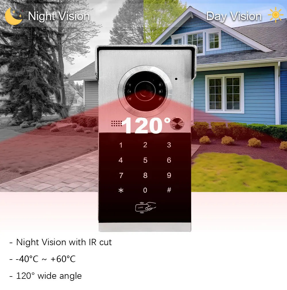 Anjielo Metal Doorbell Video Intercom System Touch Screen 4 in 1 Unlock Mobile Tuya Remote Security Home Protection
