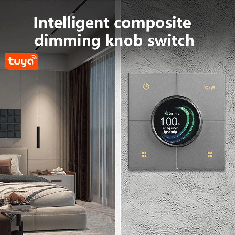 Anjielo 86 wall-mounted concealed structure smart home interconnection remote app controlled X3 composite dimming knob switch