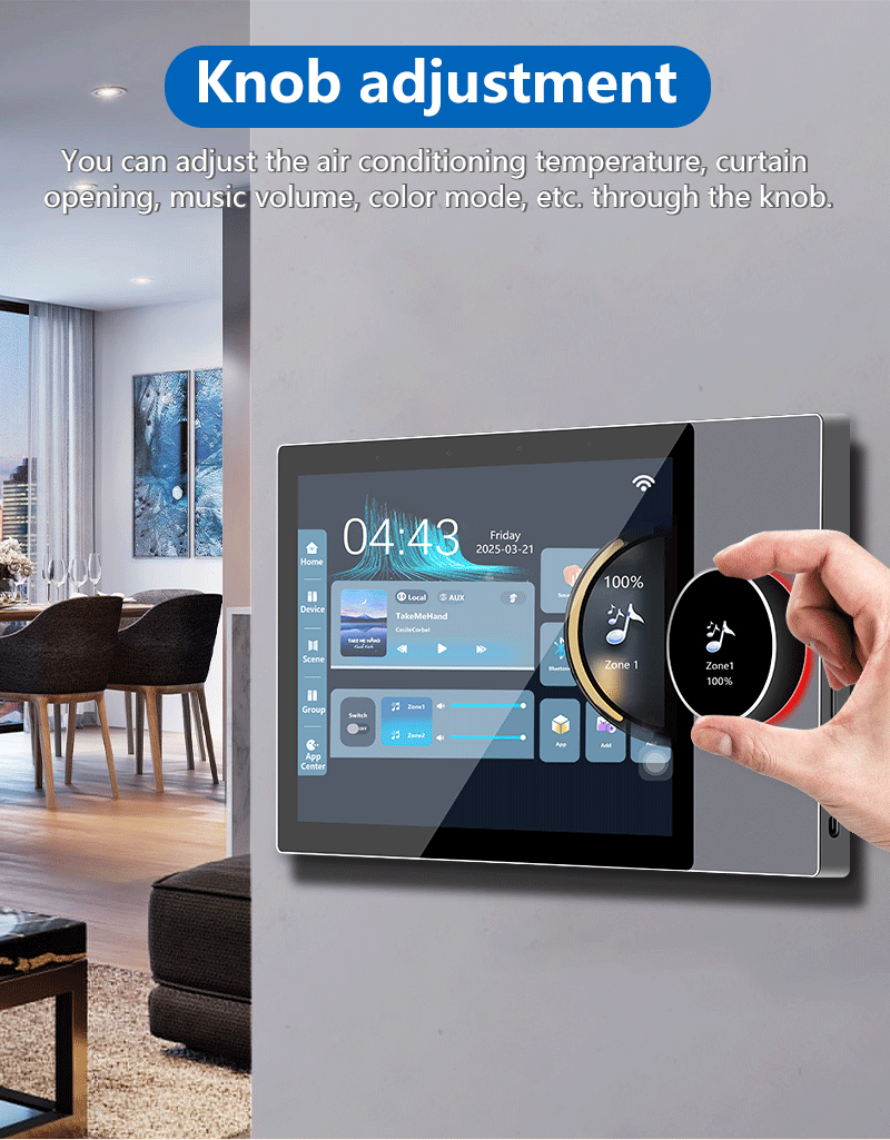 Anjielo 10 Inch Smart Home Touch Control Panel Zigbee Tuya Wifi Wall Amplifier Built in Zigbee Gateway Support Remote Control
