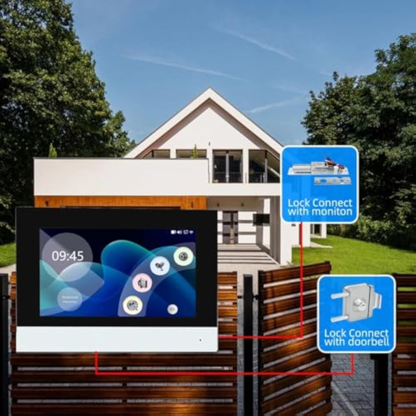 Anjielo 2 wired video intercom system phone kit, 3-in-1 remote unlocked 1080P camera with 7-inch touchscreen monitor