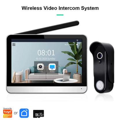 Anjielo 1080P WiFi Wireless Video Intercom Doorbell with Camera 7 Inch Touch Monitor Video Door Phone Tuya Smart No Wiring Required