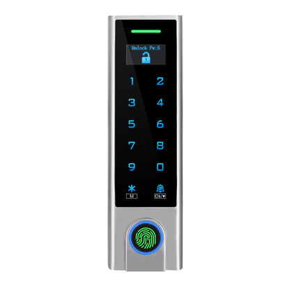 Anjielo Tuya WiFi Fingerprint Access Control Keypad, IP66 Waterproof Metal RFID Card Reader, OLED Display, 4 in 1 Keyless Entry Door Access Controller for Home Office