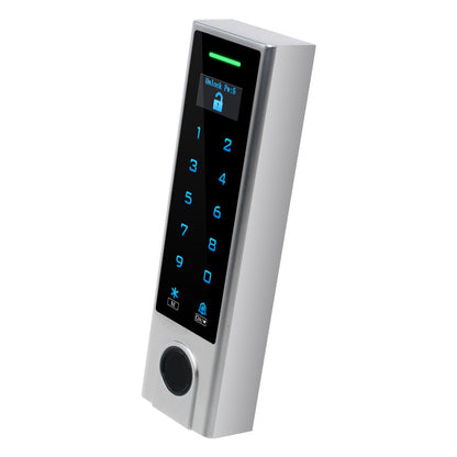 Anjielo Tuya WiFi Fingerprint Access Control Keypad, IP66 Waterproof Metal RFID Card Reader, OLED Display, 4 in 1 Keyless Entry Door Access Controller for Home Office