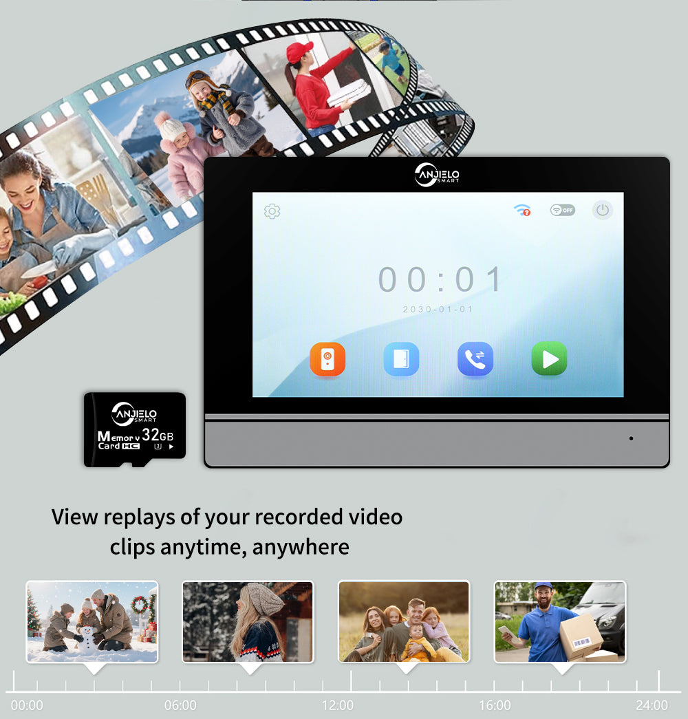 AnjieloSmart Latest Video Door Phone Access Control System - 1080P HD, IC Card & NFC Unlock, 7/10-inch Touchscreen Indoor Monitor, Tuya App Support
