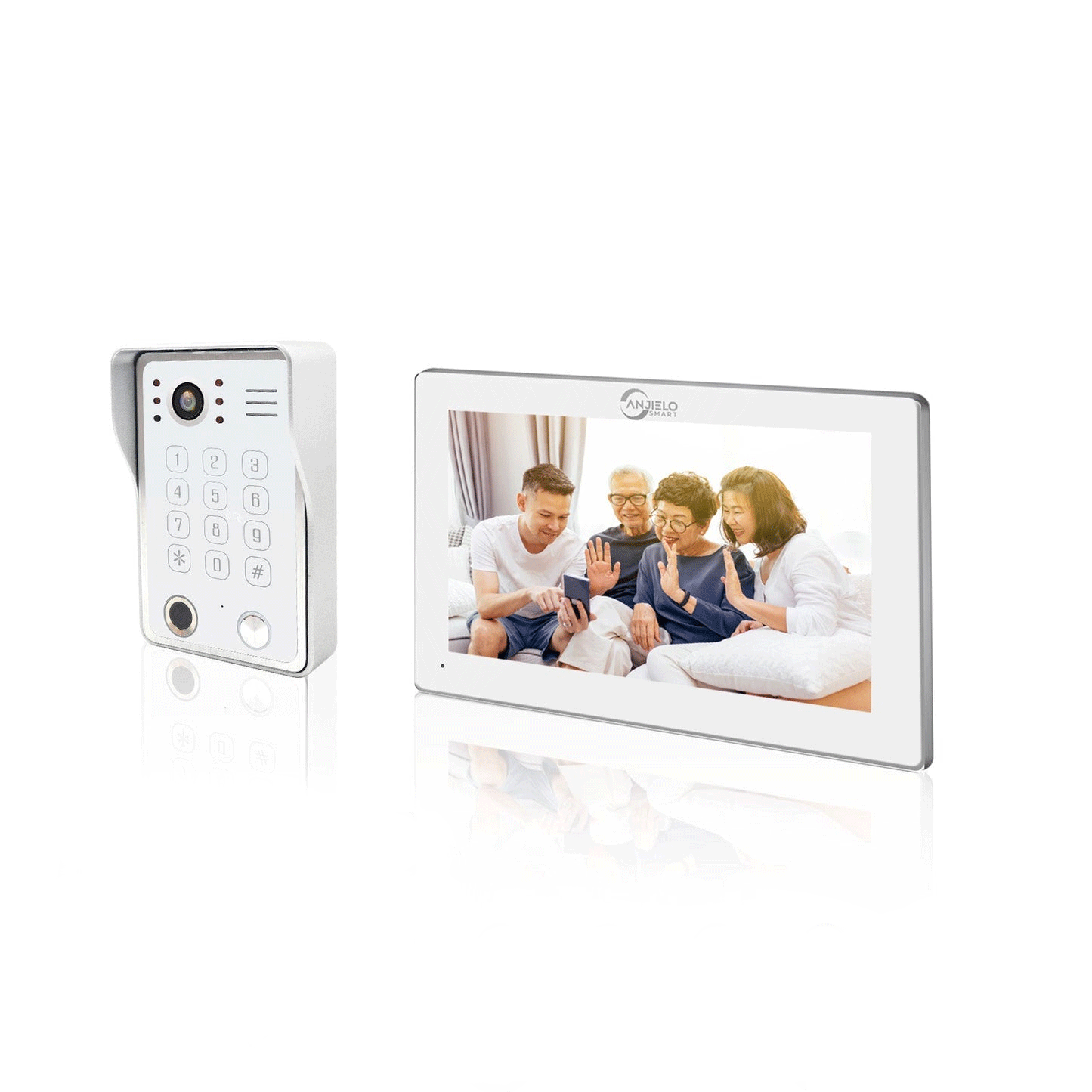 Anjielo with infrared night vision HD 1080p camera, 148° ultra-wide field of view, with camera and monitor family villa apartment viewing system
