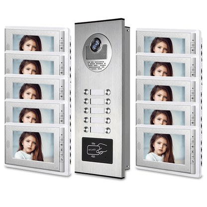 Anjielo apartment intercom system 7-inch video doorbell intercom kit aluminum alloy camera can be equipped with 2/3/4 intercom system