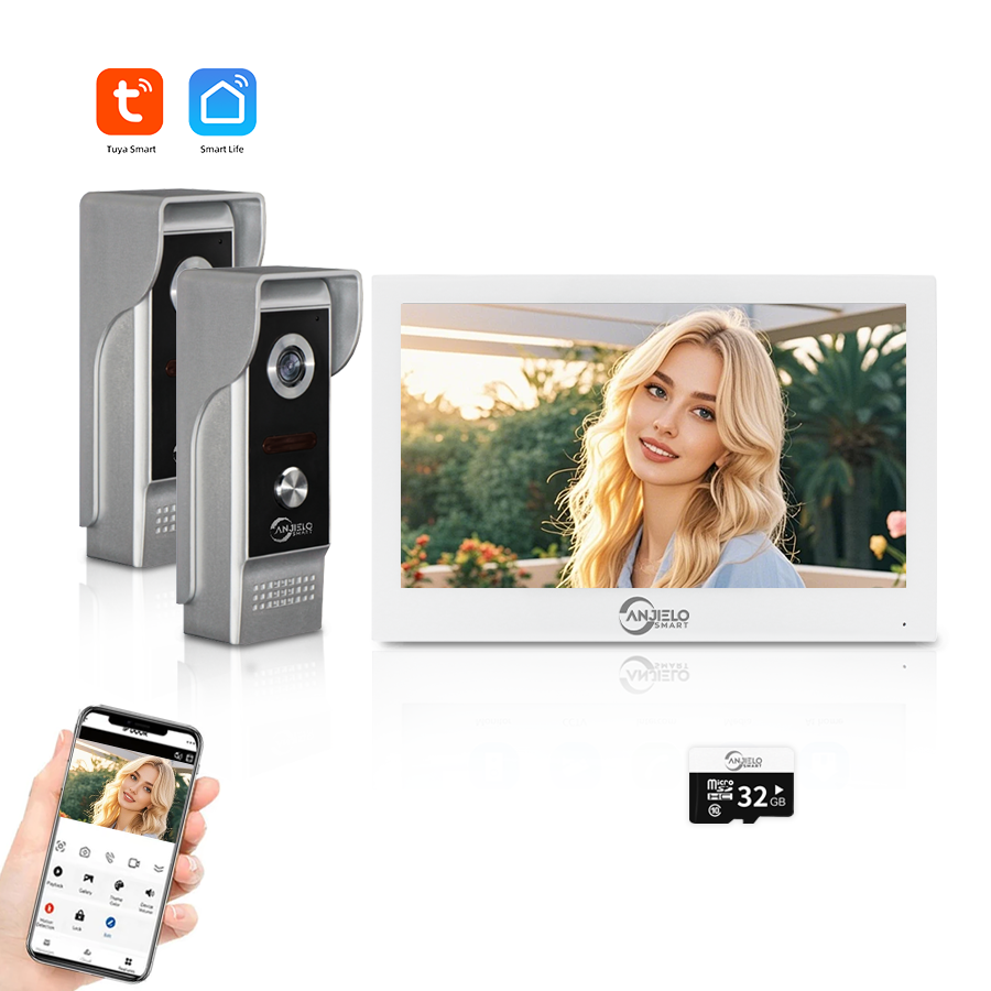 AnjieloSmart Tuya Smart 1080P IP Video Intercom - Secure Wi-Fi Enabled Doorbell Cam with Motion Detection
