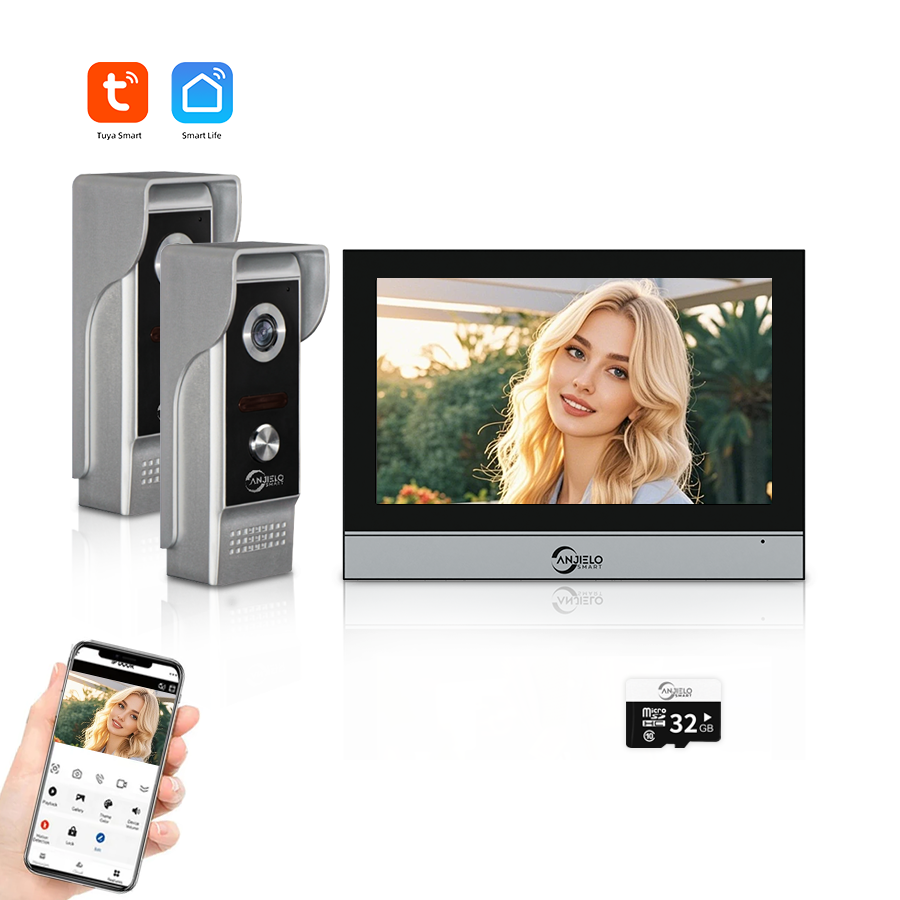 AnjieloSmart Tuya Smart 1080P IP Video Intercom - Secure Wi-Fi Enabled Doorbell Cam with Motion Detection