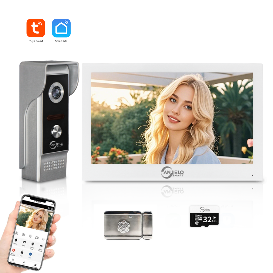 AnjieloSmart Tuya Smart 1080P IP Video Intercom - Secure Wi-Fi Enabled Doorbell Cam with Motion Detection