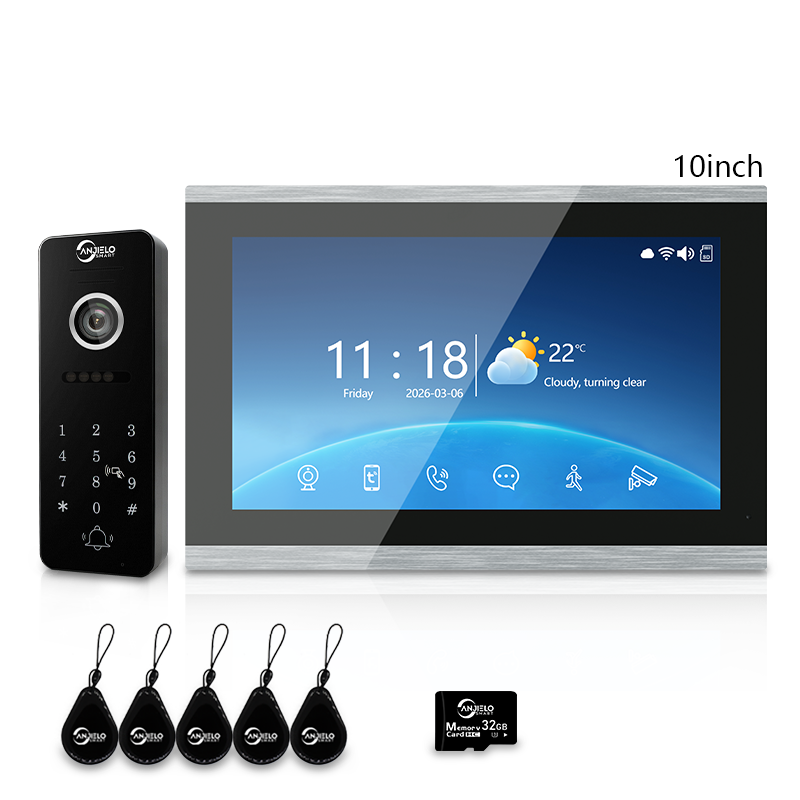 Anjielo 7 Inch 10 Inch Touch Monitor 4 Wire Tuya Video Intercom System Tuya Smart Life APP For Villa Home Security