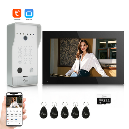 AnjieloSmart Newest Tuya Smart Wi-Fi Video Door Phone System Large Size FHD 1080P RFID Card Fingerprint Passcode Unlock for Apartments