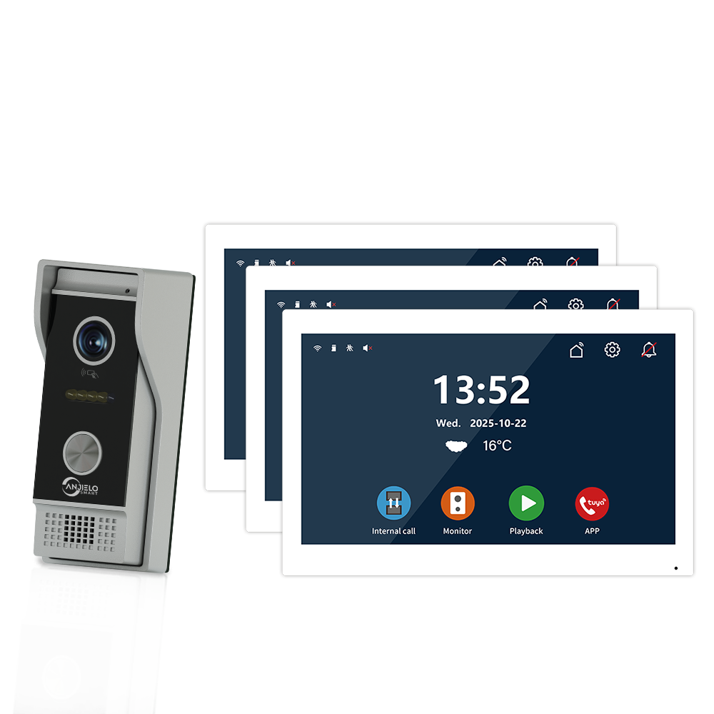 Anjielo 10 Inch Touch Screen 1080P Doorbell Camera Wired Video IC Unlock for Villa Home TUYA Video Intercom Door Phone Kit