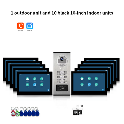 AnjieloSmart Newest Building Video Intercom System Tuya Wifi 1080P with 7/10 Inch Monitor for Multi Apartment