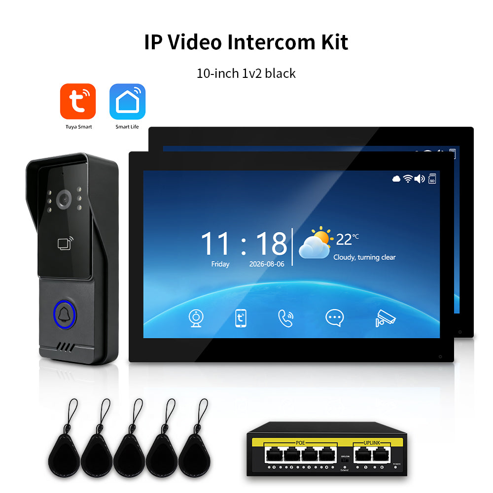 Anjielo Tuya IP Video Intercom System, 1080P Villa Video Door Phone with Remote Unlock, Infrared Night Vision, Motion Detection