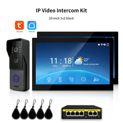 Anjielo Tuya IP Video Intercom System, 1080P Villa Video Door Phone with Remote Unlock, Infrared Night Vision, Motion Detection