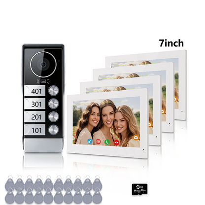 AnjieloSmart Tuya Smart 2-Wire Video Intercom System 7" HD Touch Screen for 2-4 Families