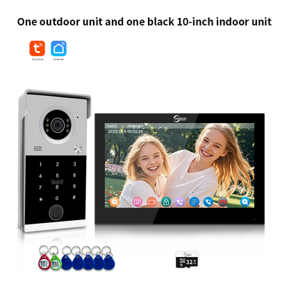 AnjieloSmart 1080P Tuya Smart Video Intercom System Video Doorbell Camera with RFID Card Unlcok Fingerprint and Passcode Unlock for Apartment